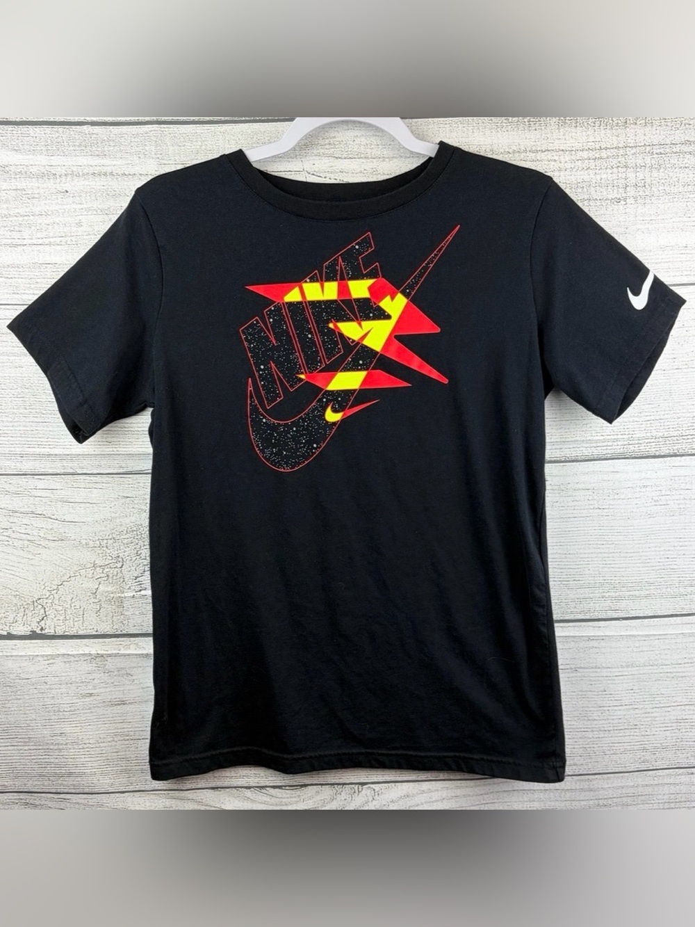 Nike 3Brand Short Sleeve T-Shirt Boys Size XL - Black W/ Red & Yellow Logo